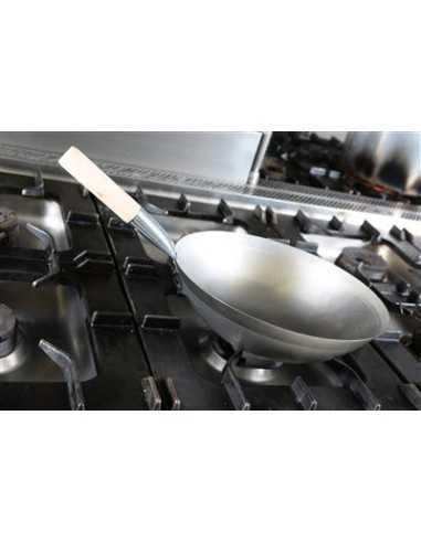 Wok - 1 manico - Fondo Svasato - Manico Legno