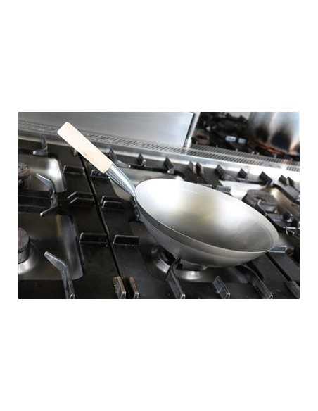 Wok - 1 manico - Fondo Svasato - Manico Legno