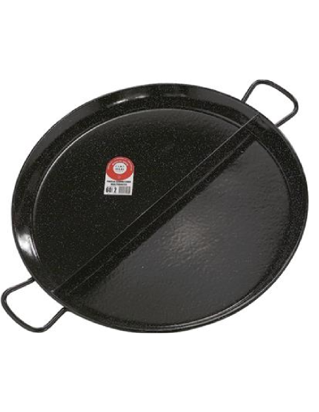 Paellera - 2 handles - Enamelled iron - 2 compartments - Dimensions Ø 60 cm