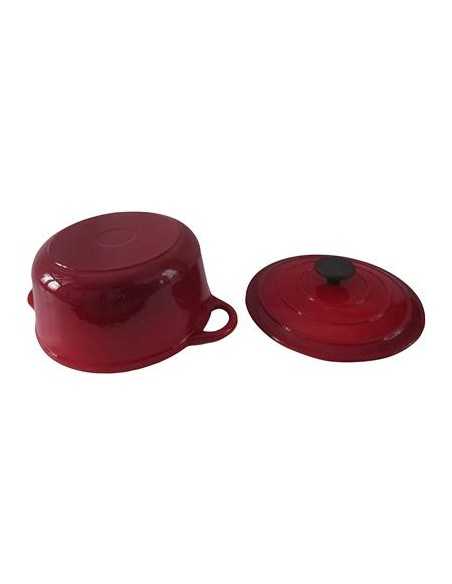 Casseruola - 2 manici - Capacità 4 lt - Ghisa smaltata - Colore rosso - Dimensioni cm 24 Ø