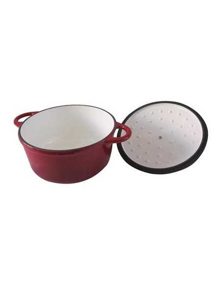Cacerola - 2 asas - Capacidad 6 lt - Hierro fundido esmaltado - Color rojo - Dimensiones 26 cm Ø