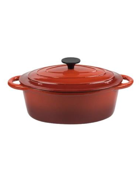 Oval saucepan - 2 handles - 4 lt capacity - Enamelled cast iron - Red color - Dimensions 21 x 29 cm