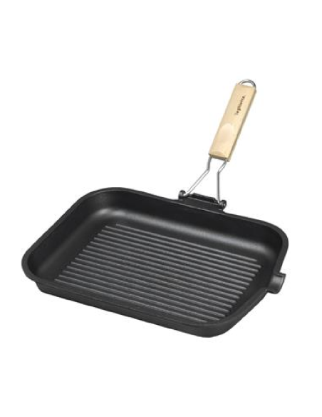 Rectangular grill pan - Folding handle - Dimensions 26 x 24 cm