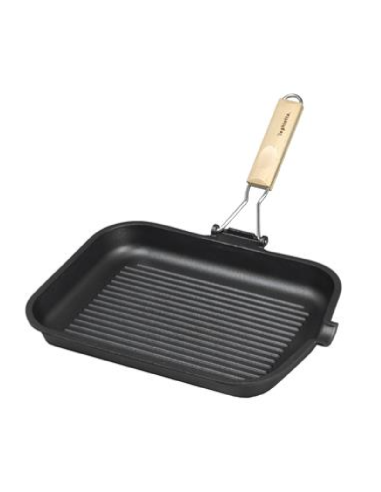 Rectangular grill pan - Folding handle - Dimensions 36 x 24 cm