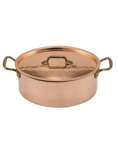 Oval saucepan - Lid - Tinned copper - Brass...
