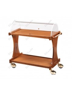 Wooden service trolley - Dome opening on two sides -...